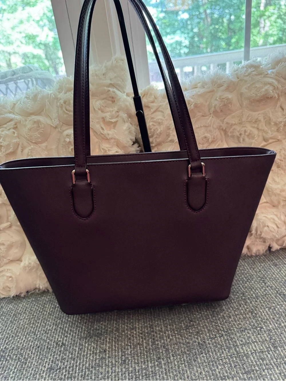 Kate Spade New York Plum/Burgundy Saffiano Leather Tote Bag
